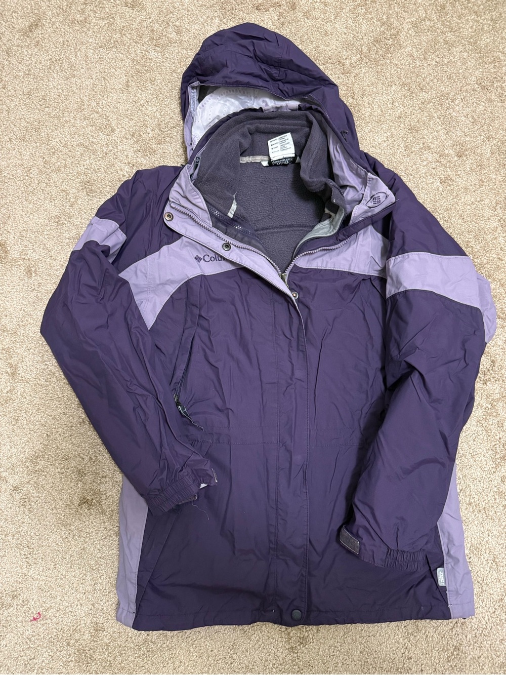 Columbia Women's Two-Tone Purple Hooded Ski Jacket size M. FC11